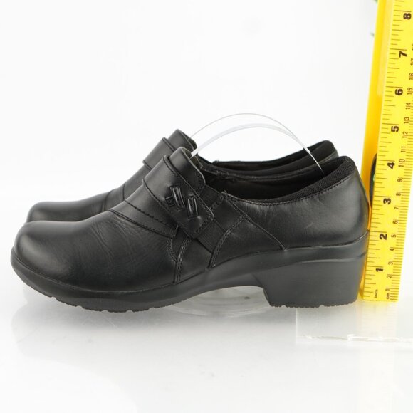 Clarks Womens Angie Pearl Loafers Size 7 M Black Leather Booties Shoe Block Heel - Picture 5 of 12